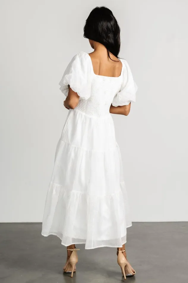 Rina Embroidered Shimmer Dress Off White Women Baltic Born Midi Dresses