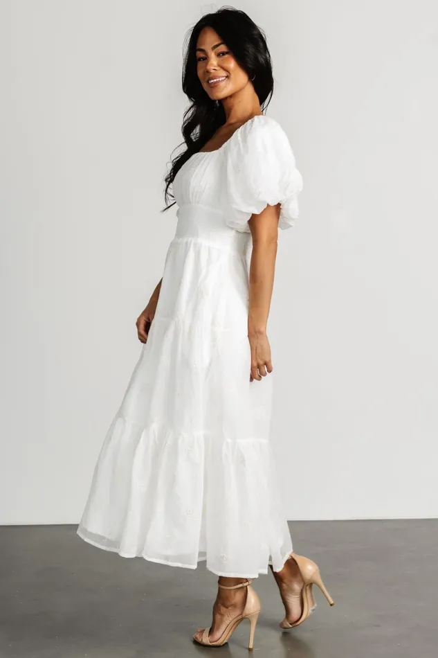 Rina Embroidered Shimmer Dress Off White Women Baltic Born Midi Dresses