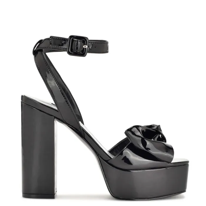 Rippa Platform Sandals Black Patent Women Nine West Platforms