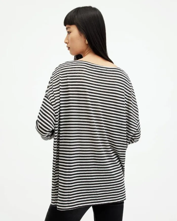 Rita Oversized Striiped TShirt Chalkink Women AllSaints TShirts