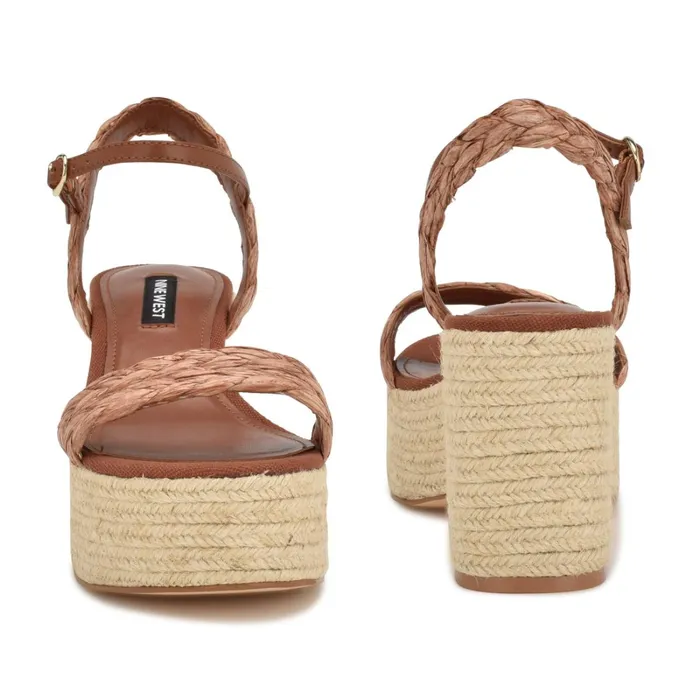 Rivva Heeled Espadrille Sandals Brown Raffia Women Nine West Sandals Rivva Heeled Espadrille Sandals Brown Raffia Women Nine West Sandals