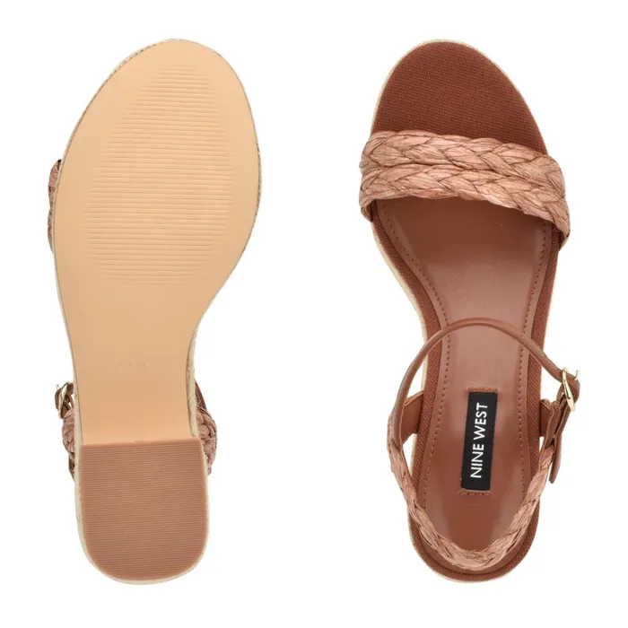 Rivva Heeled Espadrille Sandals Brown Raffia Women Nine West Sandals Rivva Heeled Espadrille Sandals Brown Raffia Women Nine West Sandals
