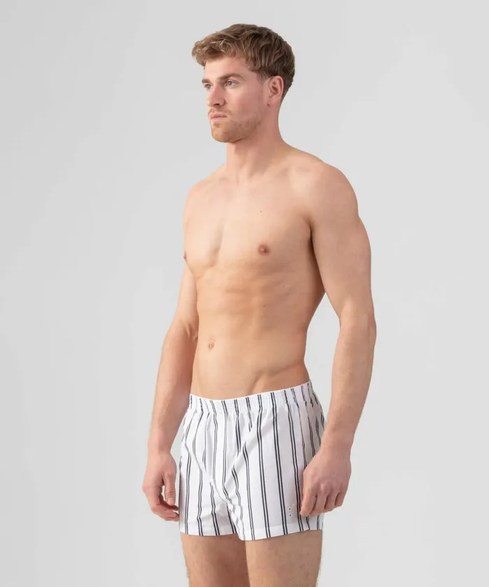Ron Dorff Boxer Shorts W Double Stripes Optic White Men Boxer Shorts