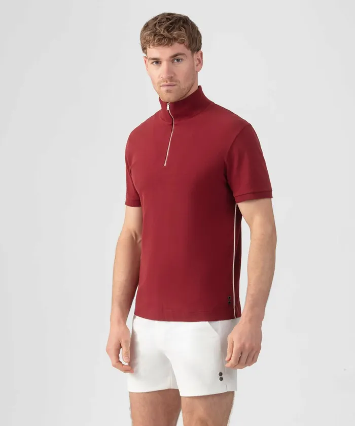 Ron Dorff Cotton Piqu Polo W Piping Burnt Red Men Polo Shirts