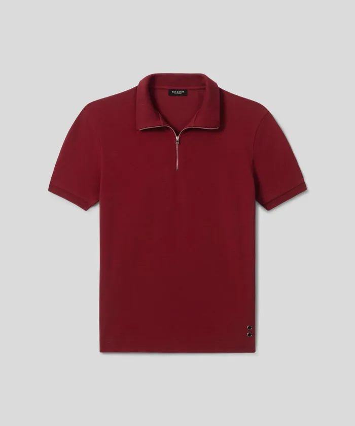 Ron Dorff Cotton Piqu Polo W Piping Burnt Red Men Polo Shirts