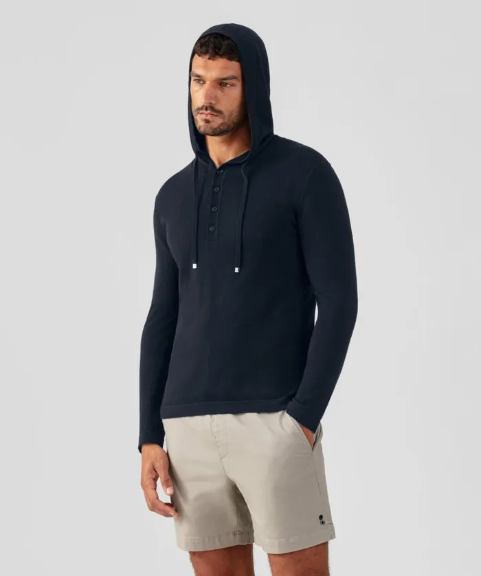 Ron Dorff Light CottonSilk Hoodie Sweater Navy Men Cashmere and Knitwear Tops