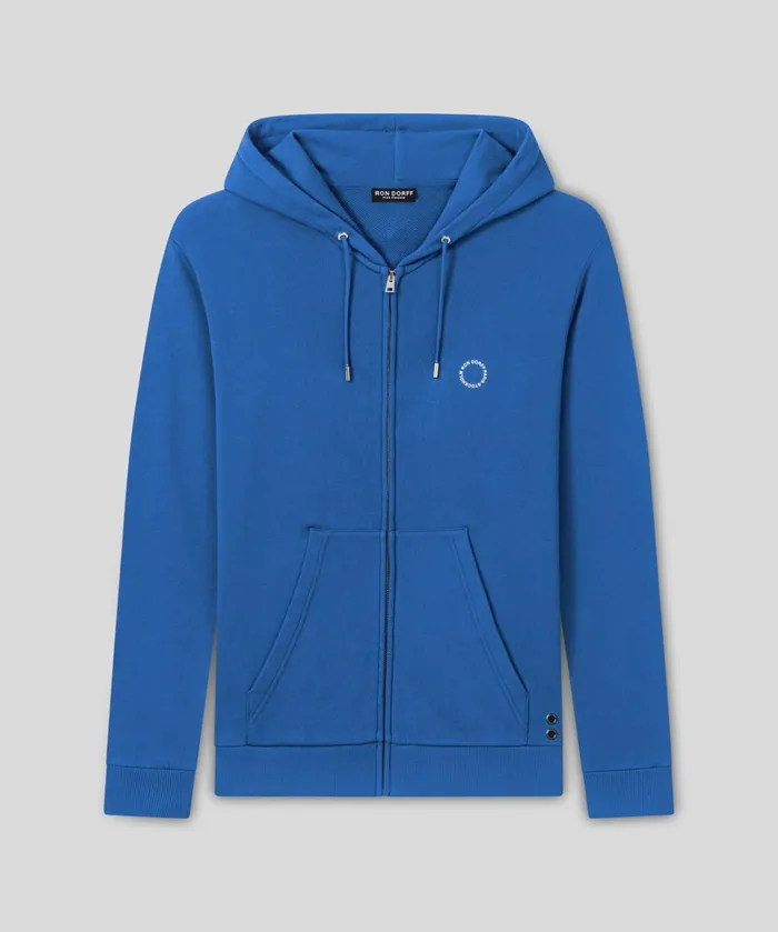 Ron Dorff Organic Cotton Zipped Hoodie Fjord Blue Men Sweatshirts