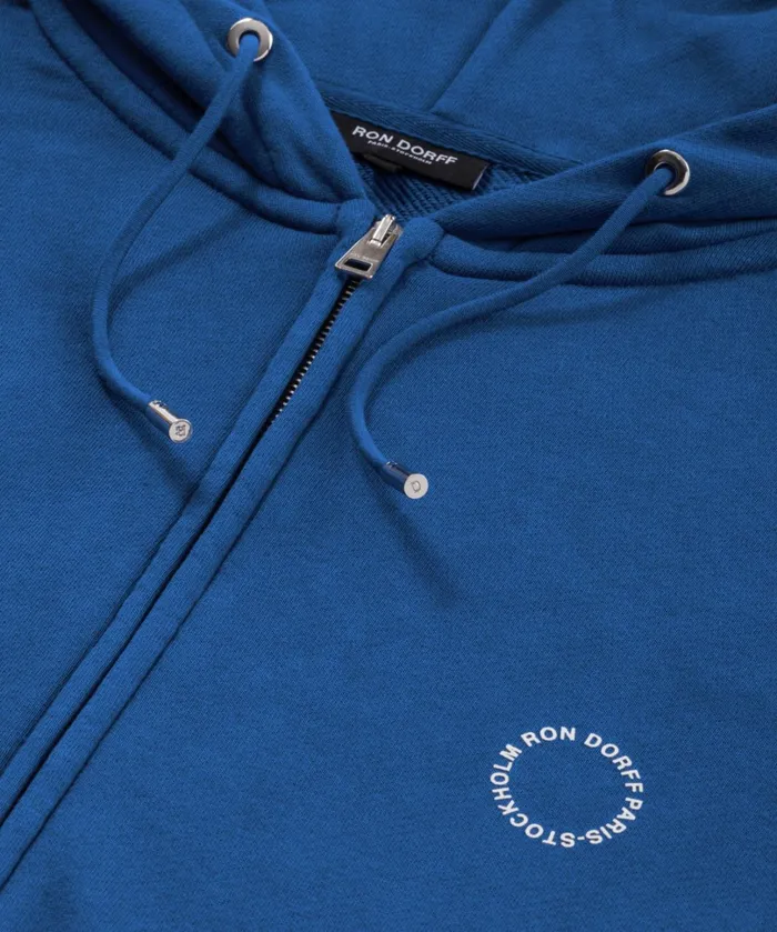 Ron Dorff Organic Cotton Zipped Hoodie Fjord Blue Men Sweatshirts