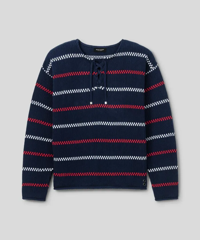 Ron Dorff Swedish Fisherman Cotton Sweater Navy Men Cashmere and Knitwear Tops