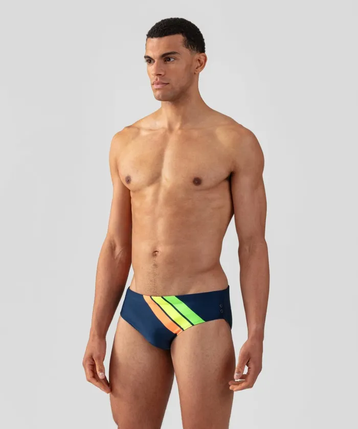 Ron Dorff Swim Briefs Neon Stripes Navy Men Swim Briefs