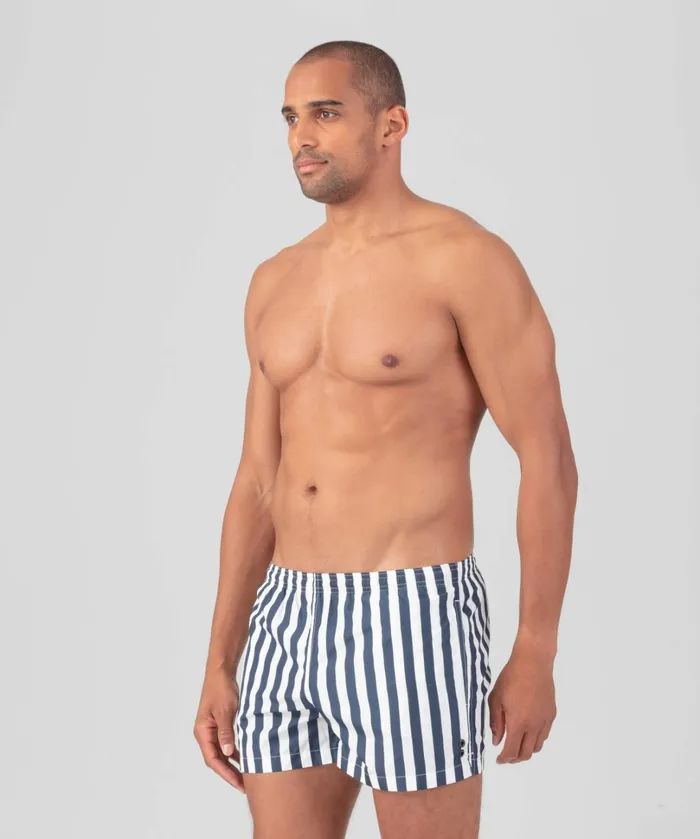 Ron Dorff Swim Shorts Vertical Stripes NavyWhite Men Swim Shorts