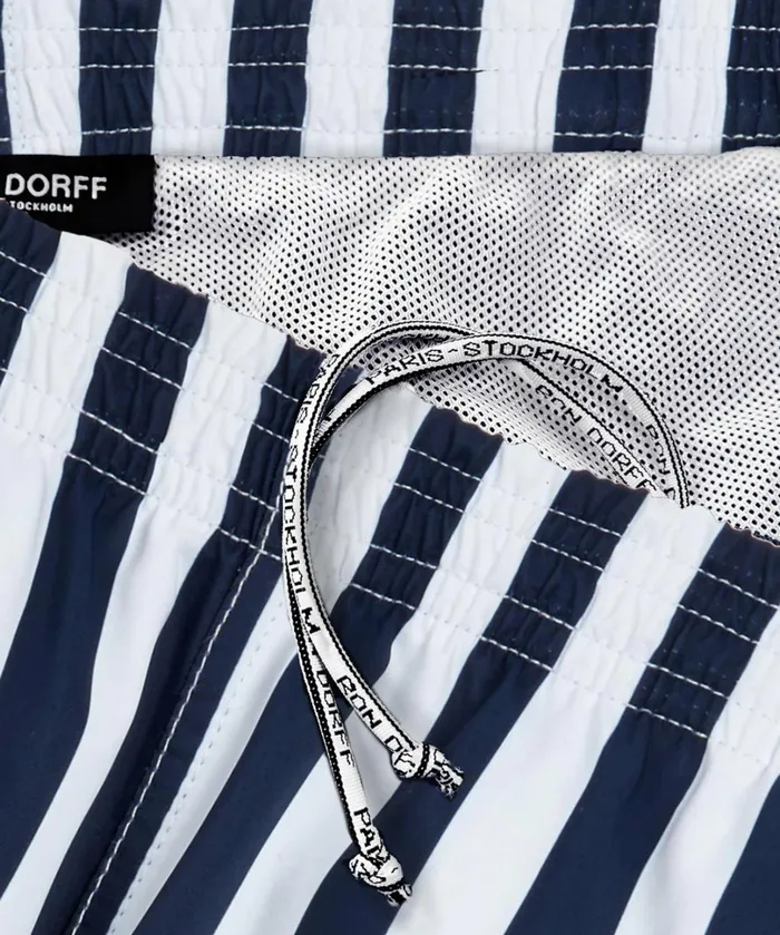 Ron Dorff Swim Shorts Vertical Stripes NavyWhite Men Swim Shorts