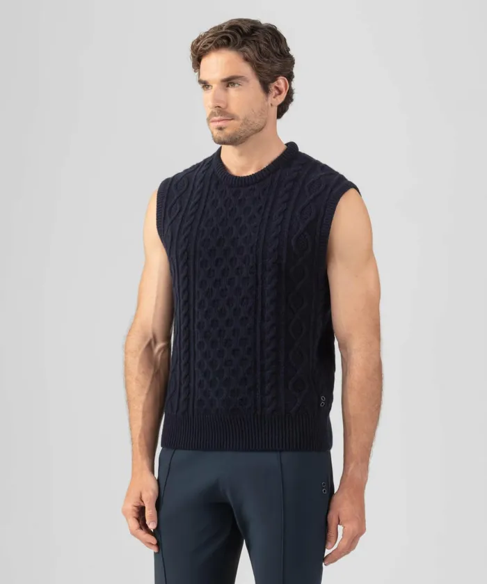 Ron Dorff Wool Cashmere Telemark Sleeveless Sweater Navy Men Cashmere and Knitwear Tops