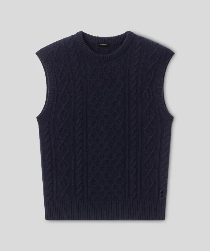Ron Dorff Wool Cashmere Telemark Sleeveless Sweater Navy Men Cashmere and Knitwear Tops