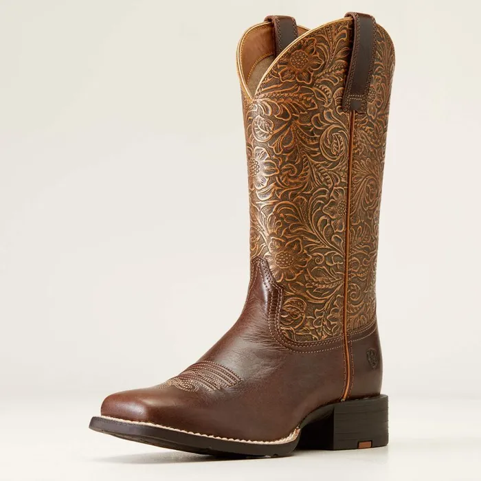 Round Up Wide Square Toe Western Boot Arizona Brown Women Ariat Western Boots