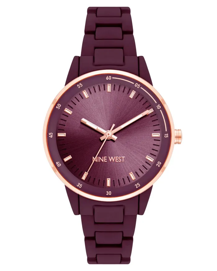 Rubberized Bracelet Watch Burgundy Women Nine West Straps