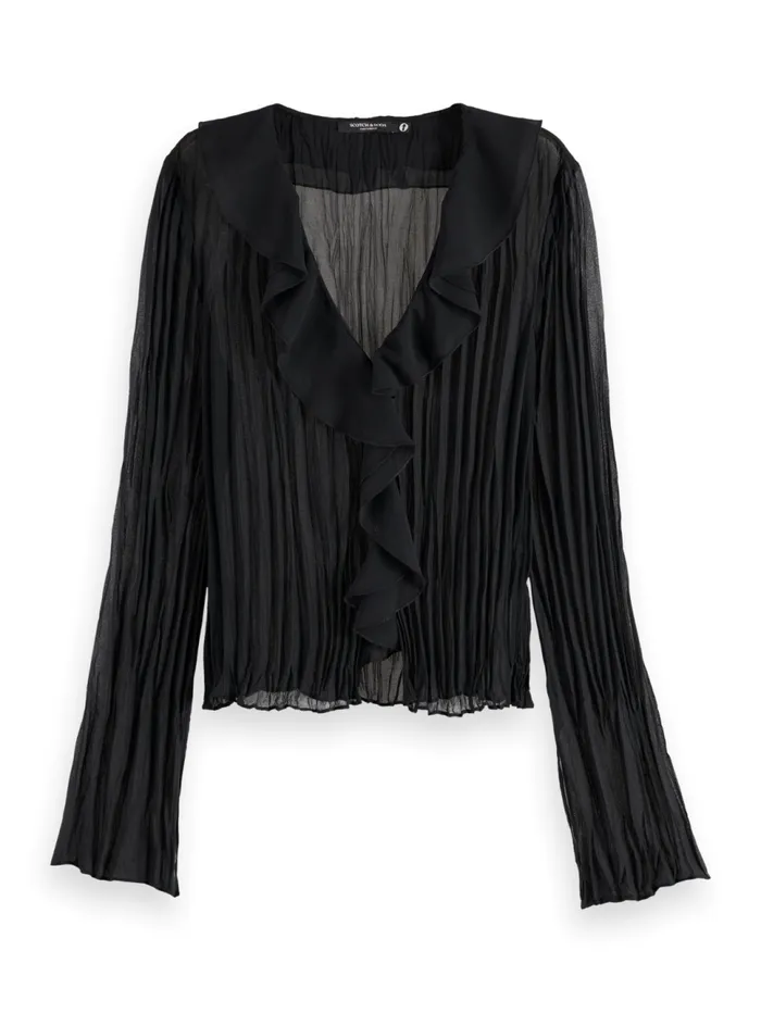 RUFFLED TOP Evening Black Women Scotch and Soda Tops and TShirts