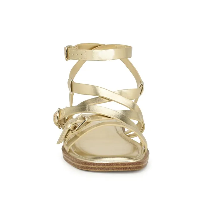 Rulen Flat Strappy Sandals Platino Women Nine West Flats Rulen Flat Strappy Sandals Platino Women Nine West Flats