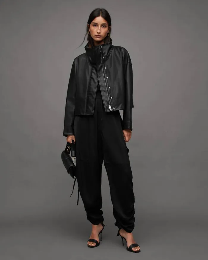 Ryder Leather Jacket Black Women AllSaints Leather Jackets