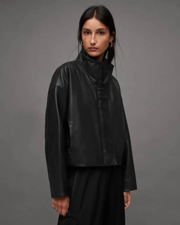 Ryder Leather Jacket Black Women AllSaints Leather Jackets