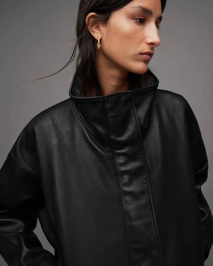 Ryder Leather Jacket Black Women AllSaints Leather Jackets