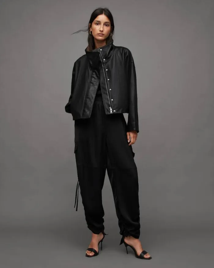 Ryder Leather Jacket Black Women AllSaints Leather Jackets