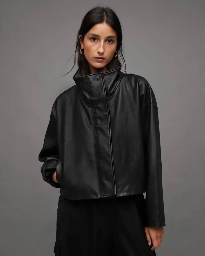 Ryder Leather Jacket Black Women AllSaints Leather Jackets