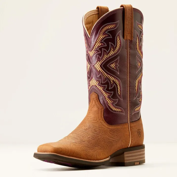 San Angelo VentTEK 360 Western Boot Tooled Toasted Almondaged Merlot Women Ariat Western Boots