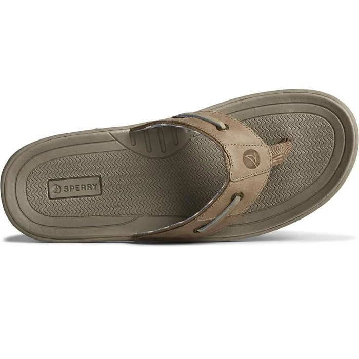 Sandals Men Sperry Baitfish Leather Flip Flop Taupe Sandals Men Sperry Baitfish Leather Flip Flop Taupe