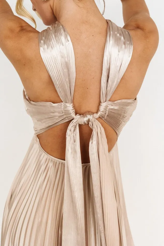 Sandra Pleated Maxi Dress Champagne Women Baltic Born Wedding Guest Sandra Pleated Maxi Dress Champagne Women Baltic Born Wedding Guest