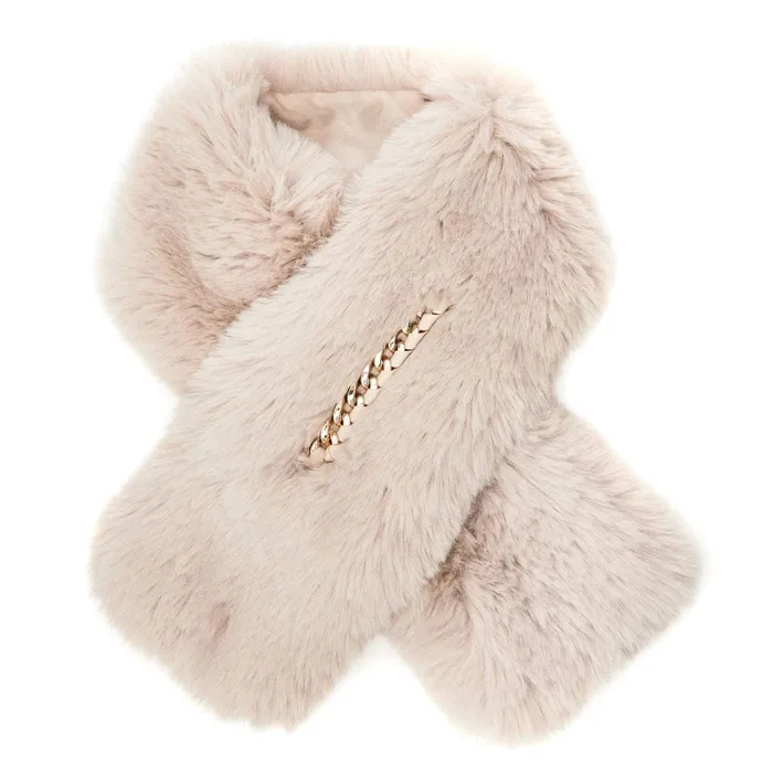 Scarves Women Moda In Pelle Yitzelscarf Cream Faux Fur