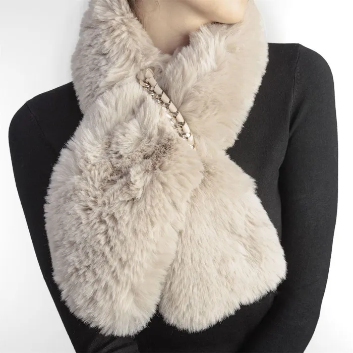 Scarves Women Moda In Pelle Yitzelscarf Cream Faux Fur Scarves Women Moda In Pelle Yitzelscarf Cream Faux Fur