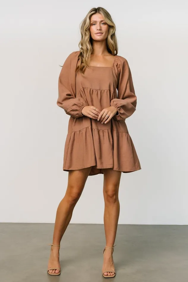 Selena Tiered Mini Dress Dusty Mauve Women Baltic Born Short Dresses