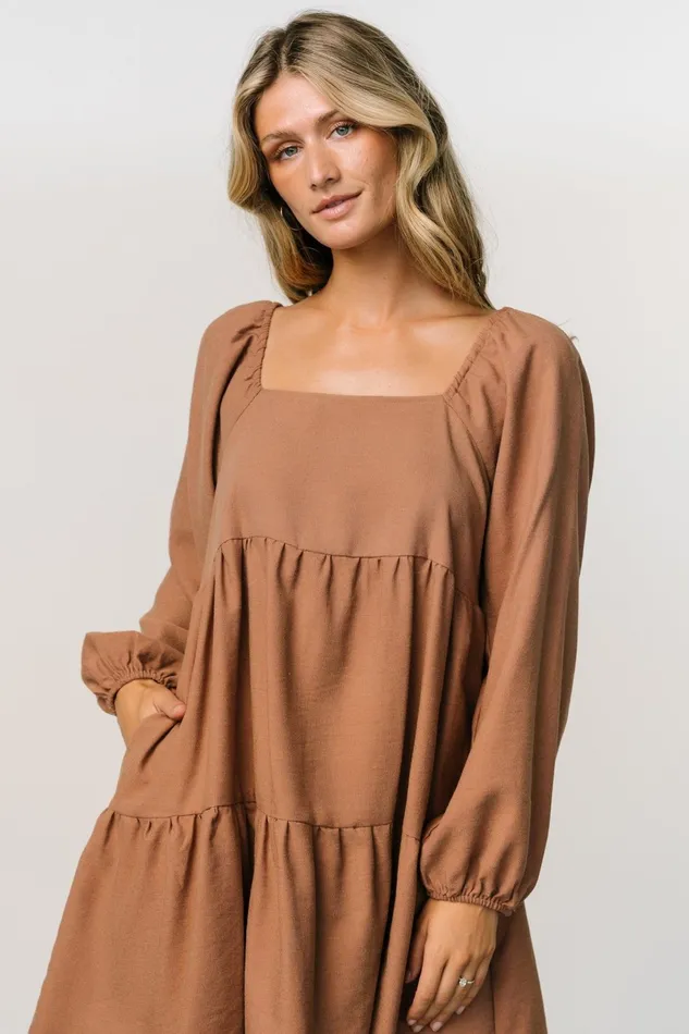 Selena Tiered Mini Dress Dusty Mauve Women Baltic Born Short Dresses