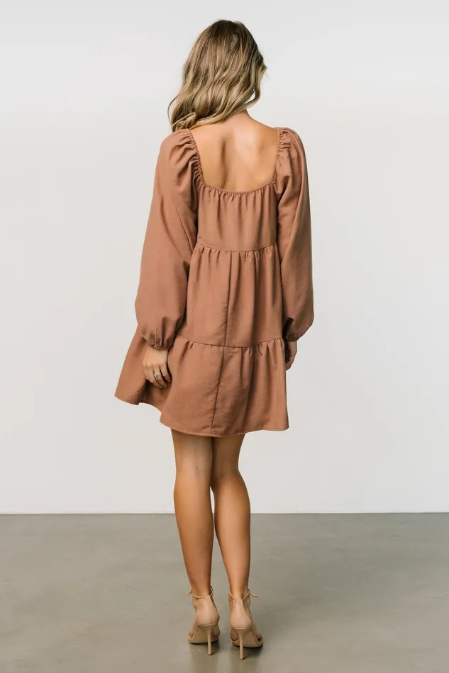 Selena Tiered Mini Dress Dusty Mauve Women Baltic Born Short Dresses
