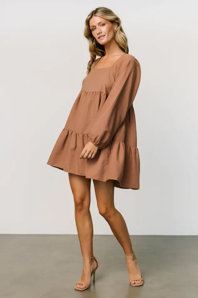 Selena Tiered Mini Dress Dusty Mauve Women Baltic Born Short Dresses