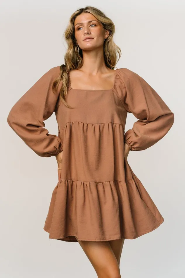 Selena Tiered Mini Dress Dusty Mauve Women Baltic Born Short Dresses