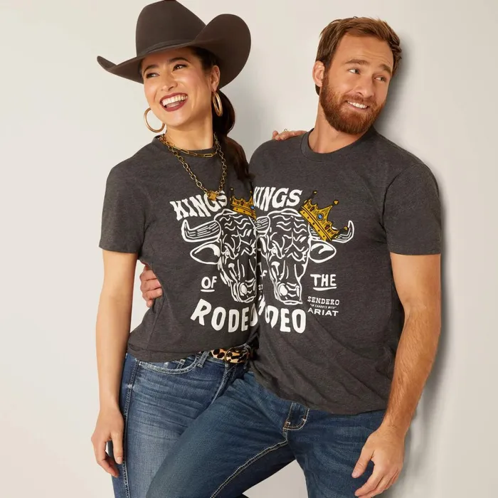 Sendero King Cow TShirt Charcoal Heather MenWomen Ariat TShirts and Polos