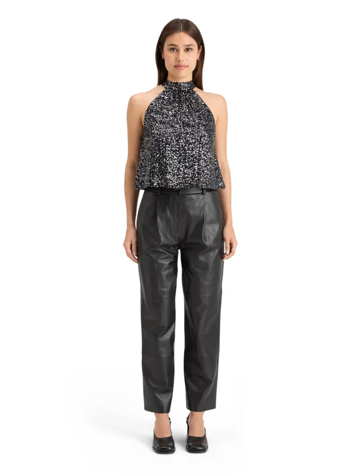 SEQUIN TANK TOP Silver Black Sequins Women Scotch and Soda Tops and TShirts
