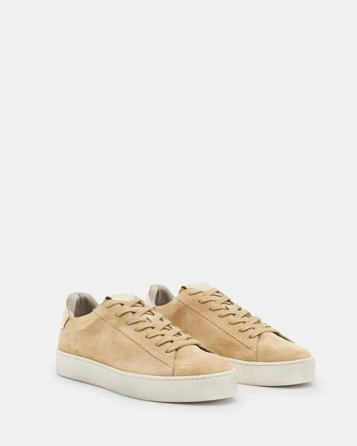 Shana Low Top Suede Sneakers Oak Beige Women AllSaints Shoes and Boots