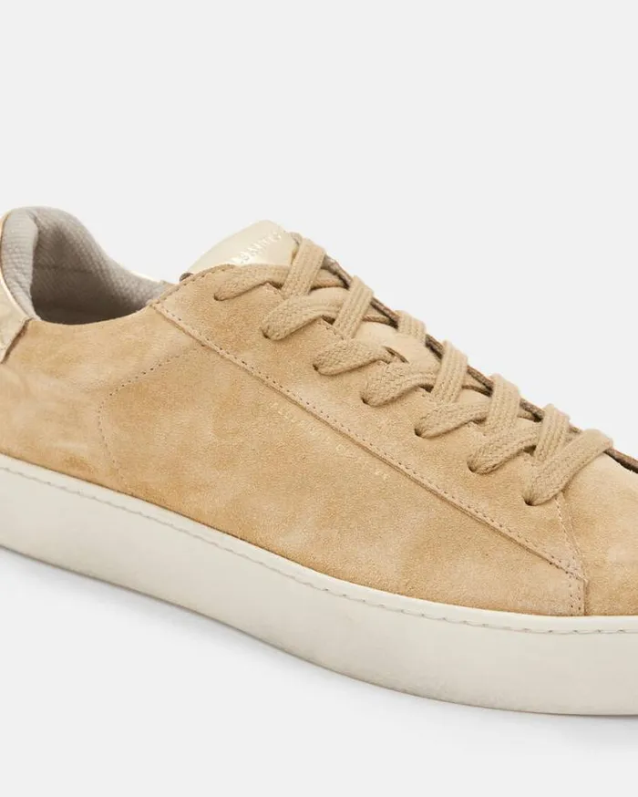 Shana Low Top Suede Sneakers Oak Beige Women AllSaints Shoes and Boots