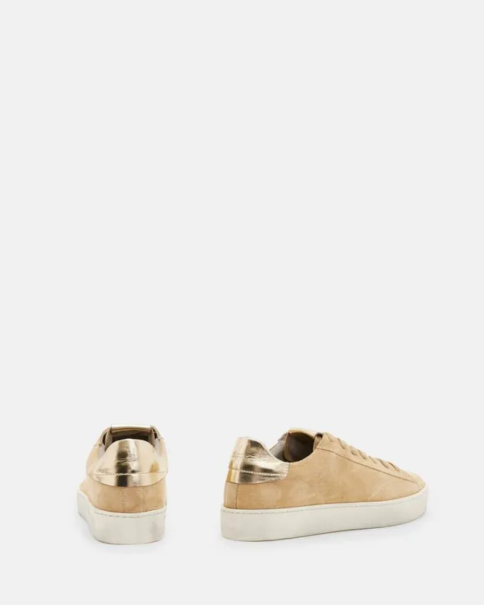 Shana Low Top Suede Sneakers Oak Beige Women AllSaints Shoes and Boots
