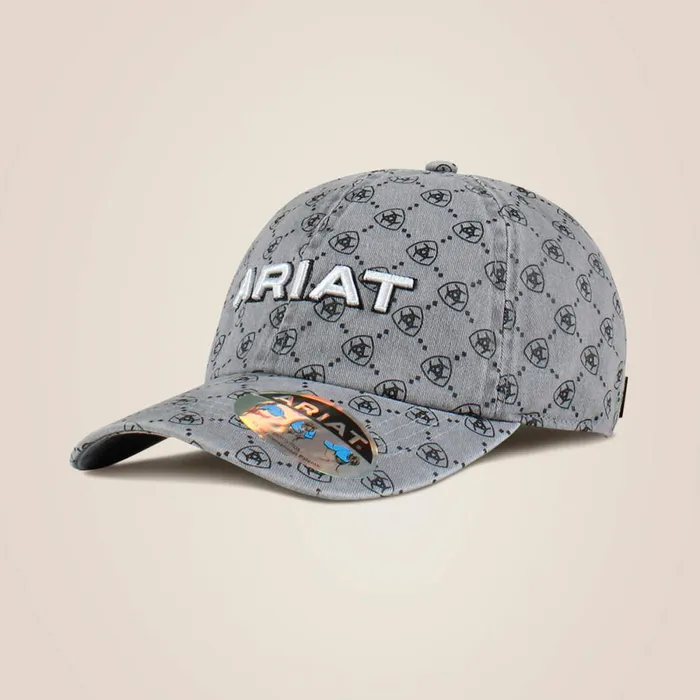 Shield Logo Print Cap Gray Women Ariat Hats and Caps