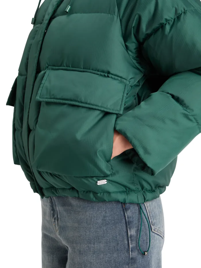 SHORT RIPSTOP PUFFER Cypress Green Women Scotch and Soda Jackets and Coats
