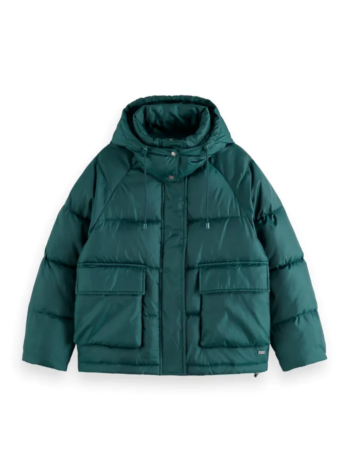 SHORT RIPSTOP PUFFER Cypress Green Women Scotch and Soda Jackets and Coats