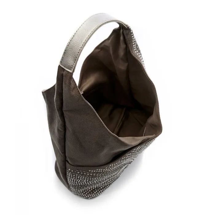 Shoulder Bags Women Moda In Pelle Glamslouchbag Taupe Alcantara