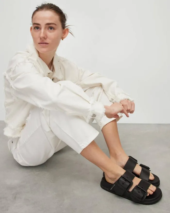 Sian Leather Sandals Black Women AllSaints Shoes and Boots