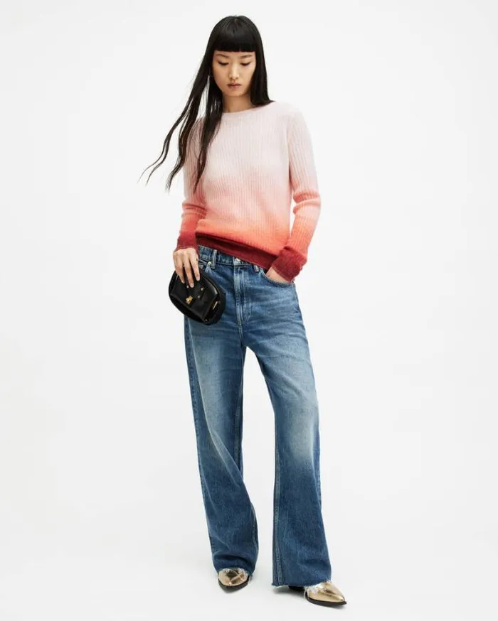 Sissy Ribbed Ombe Roll Neck Sweater Burnt Orange Women AllSaints Sweaters