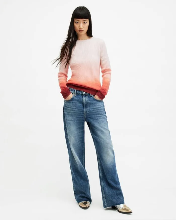 Sissy Ribbed Ombe Roll Neck Sweater Burnt Orange Women AllSaints Sweaters