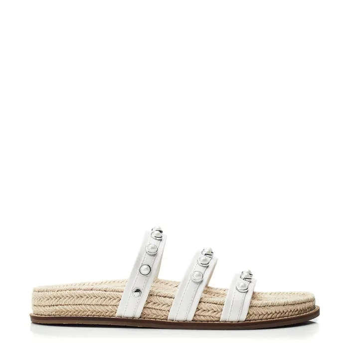 Slider Sandals Women Moda In Pelle Orilla White Porvair